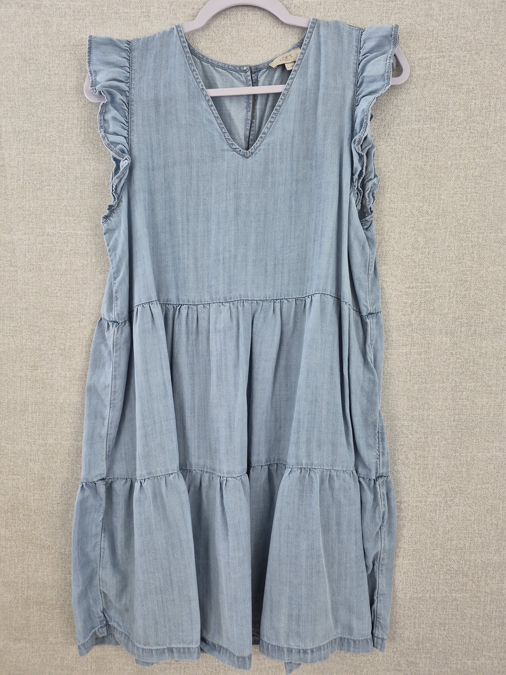 LOFT Light Blue Ruffle Sleeve Midi Dress Size M (SKU 0054) - Picture 11 of 15